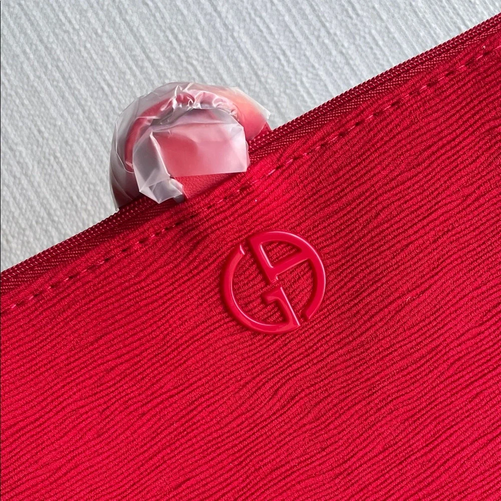 Giorgio Armani Red Zip Cosmetic Pouch clutch